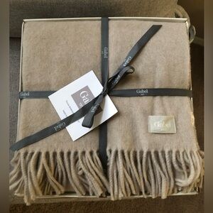 Gabel 100% Cashmere Luxury Beige Throw Blanket 51x71 in